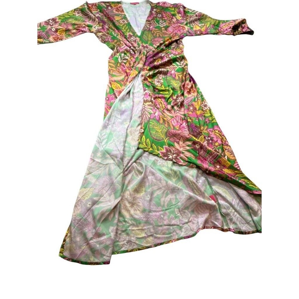 Flying Tomato Pink Floral Maxi Dress Womens Size Large Boho V-Neck Floral READ - Picture 4 of 11